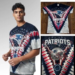 Majestic Vintage New England Patriots Tie Dye All Over Print  NFL Shirt Men M
